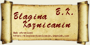 Blagina Kozničanin vizit kartica